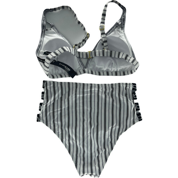 Bebe Sport Striped Logo Triangle Bikini - Picture 3 of 3